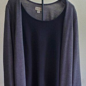Women's Plus Size Layered Sweater by the Avenue  Grey on Black Size 22